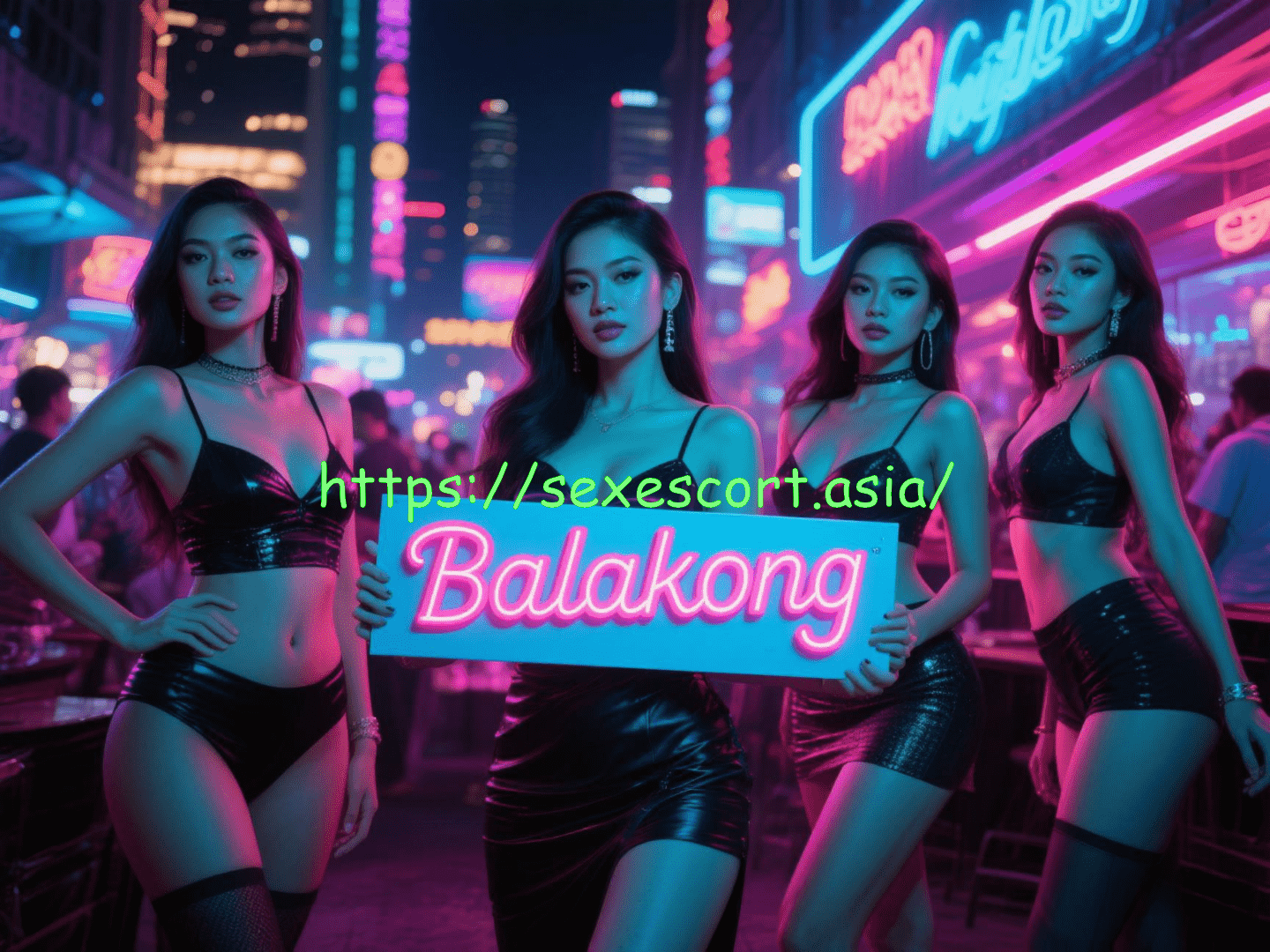 Four women in Balakong, holding a sign that says "Balakong.