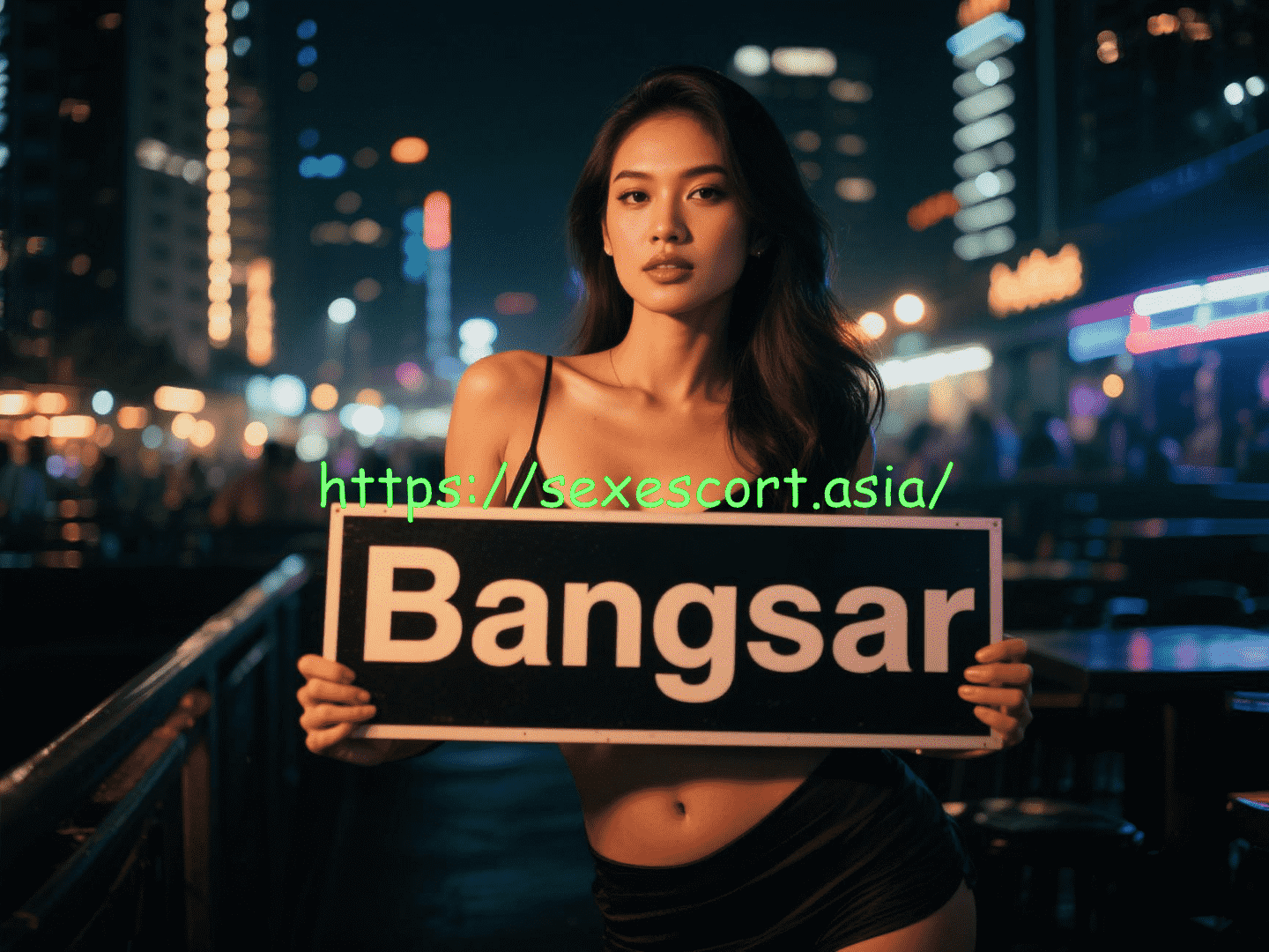 Woman holding sign: Bangsar