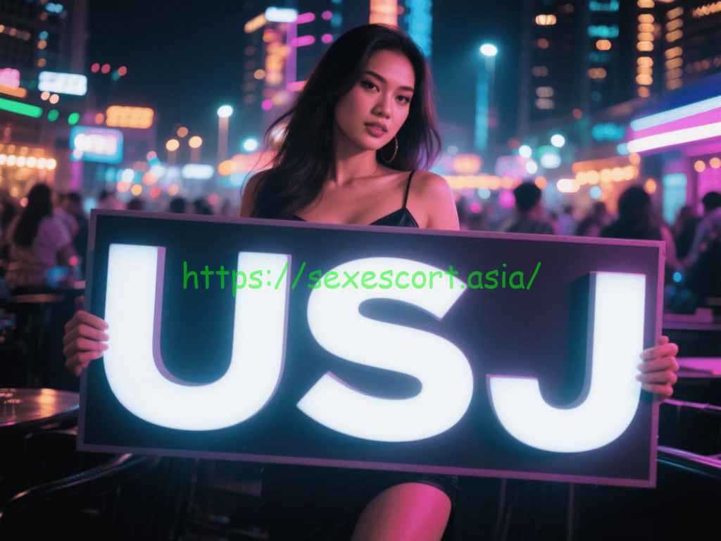 Woman holding sign: USJ. https://sexescort.asia/