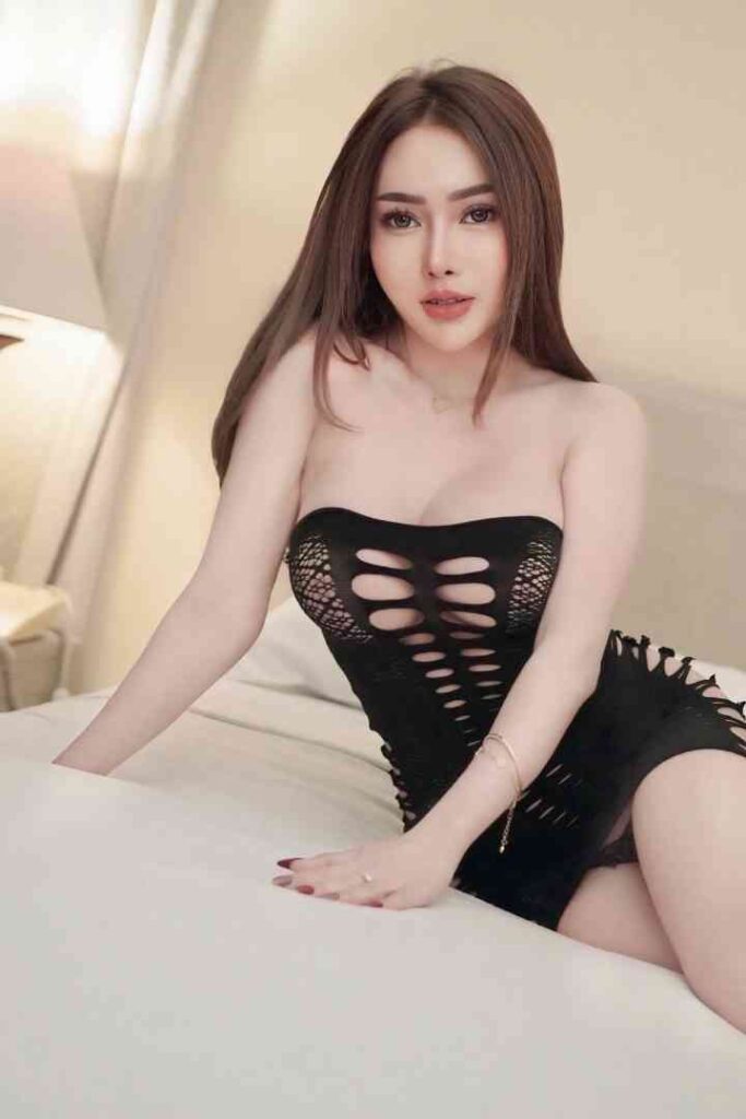 Attractive woman in black lingerie