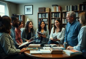 Group of diverse colleagues engaged in a lively meeting